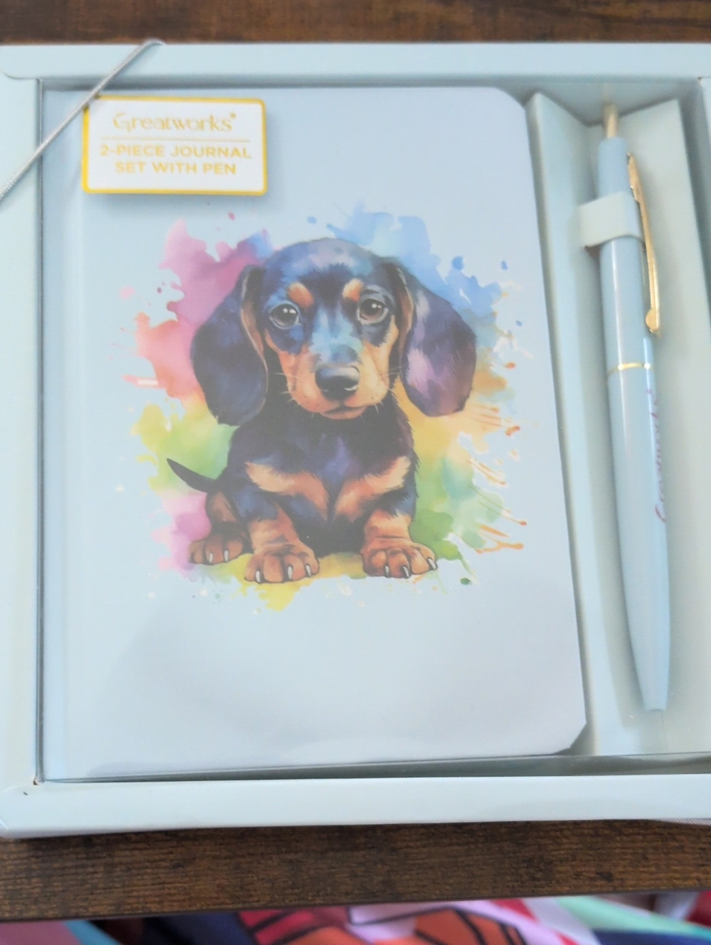 Great Works Light Blue Dachshund Journal & Pen Set New